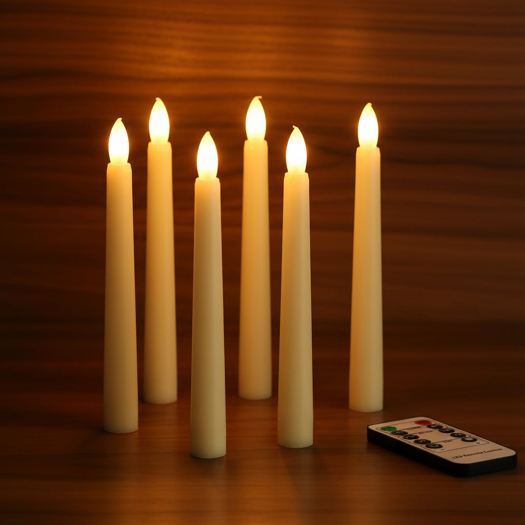 Pack de 6 Bougies Flambeaux LED Haute Fidélité (avec Télécommande)