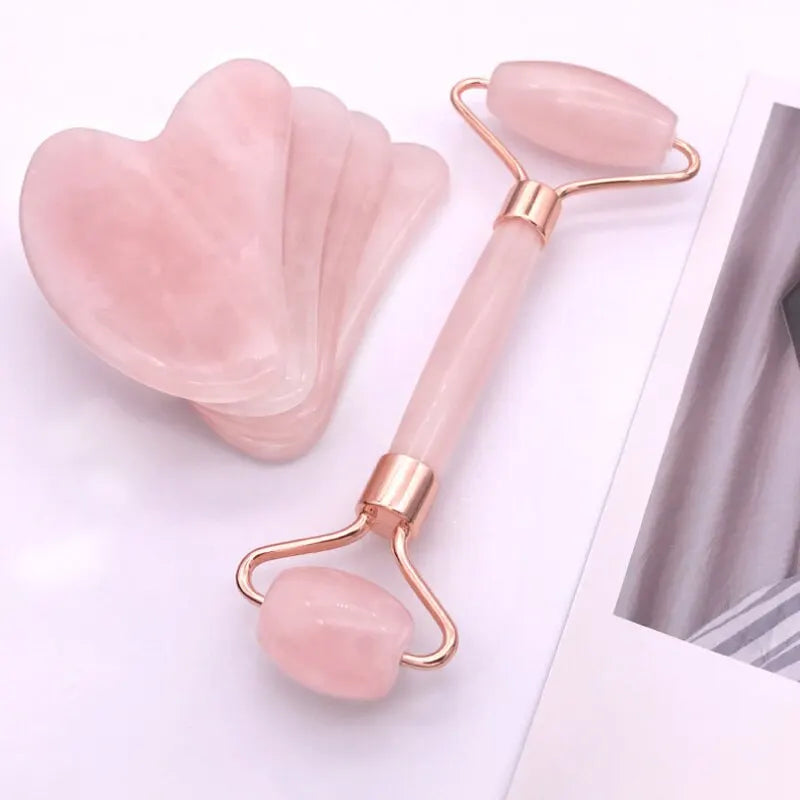 Roller Facial Vibrant en Quartz Rose Naturel