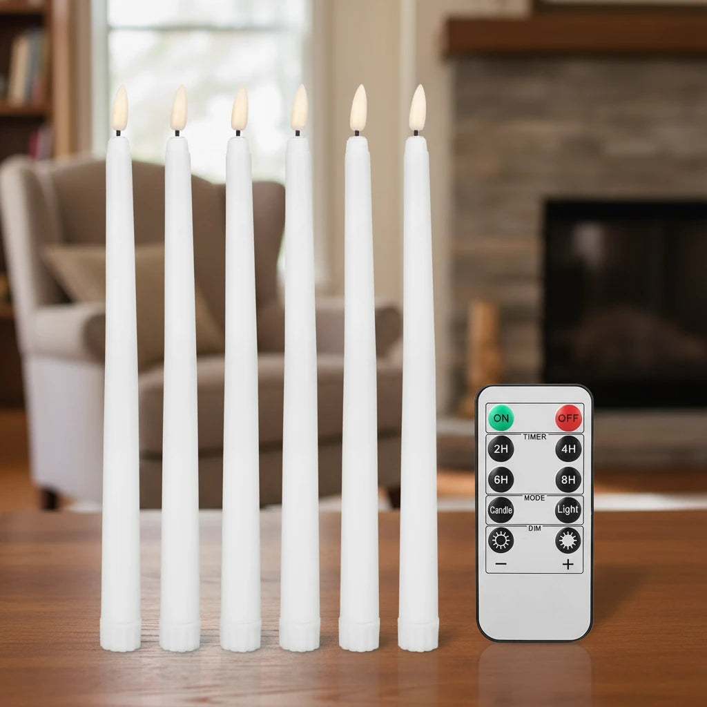 Pack de 6 Bougies Flambeaux LED Haute Fidélité (avec Télécommande)