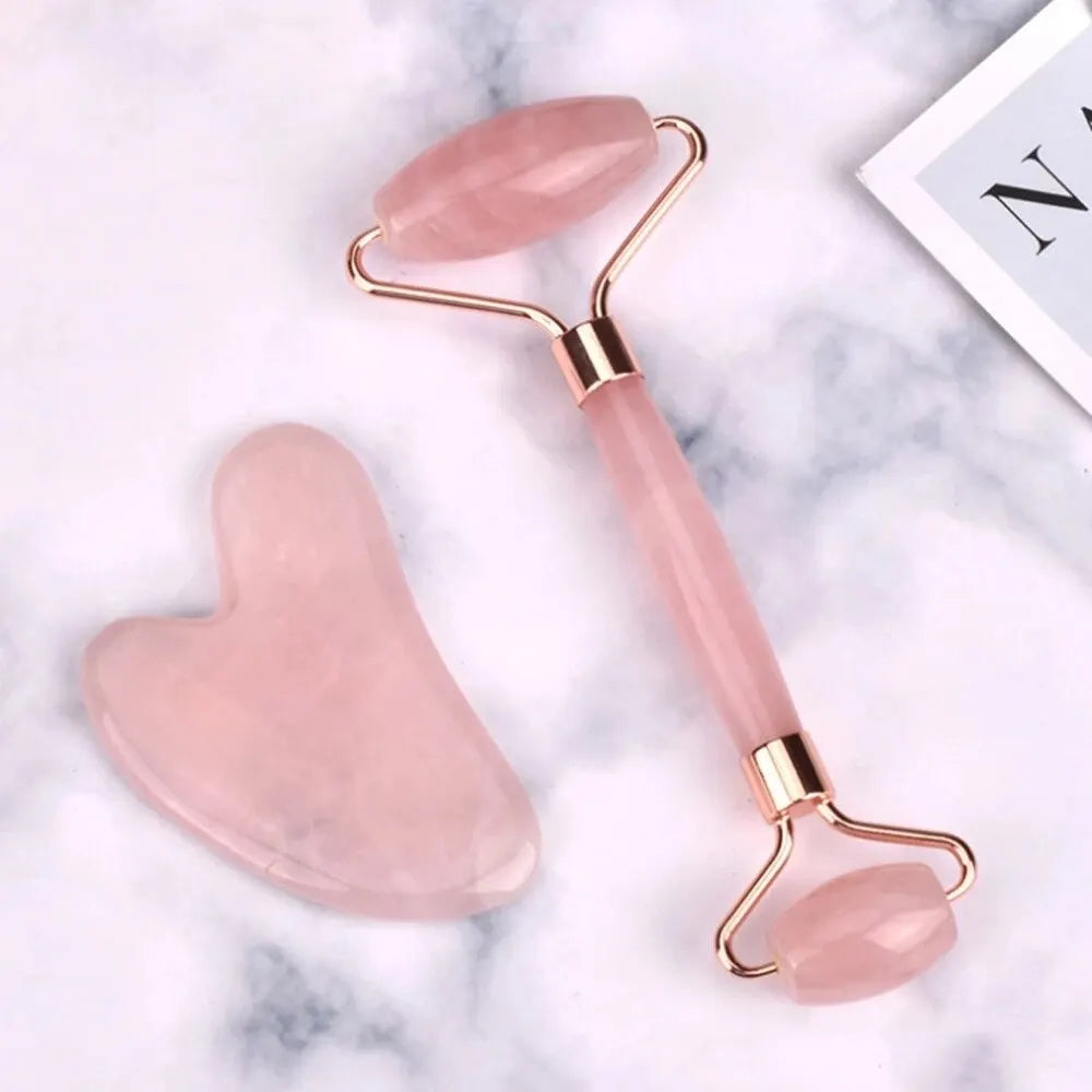 Roller Facial Vibrant en Quartz Rose Naturel